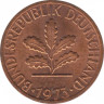  Монета. ФРГ. 1 пфенниг 1973 год. Монетный двор - Гамбург (J). ав.