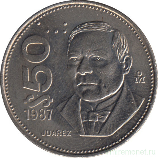 Монета. Мексика. 50 песо 1987 год.