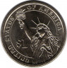 Реверс.Монета. США. 1 доллар 2012 год. Президент США № 22, Гровер Кливленд. Монетный двор D.