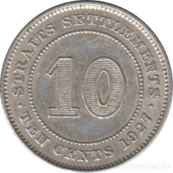 Монета. Стрейтс Сетлментс. 10 центов 1927 год.