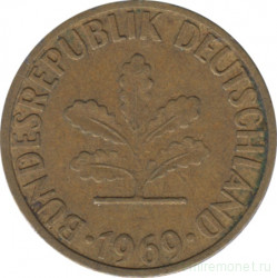 Монета. ФРГ. 5 пфеннигов 1969 год. Монетный двор - Штутгарт (F).