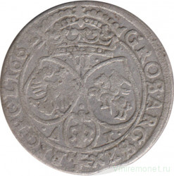 Монета. Польша. Шостак (6 грошей) 1662 год. Ян Казимир Ваза II. АТ.