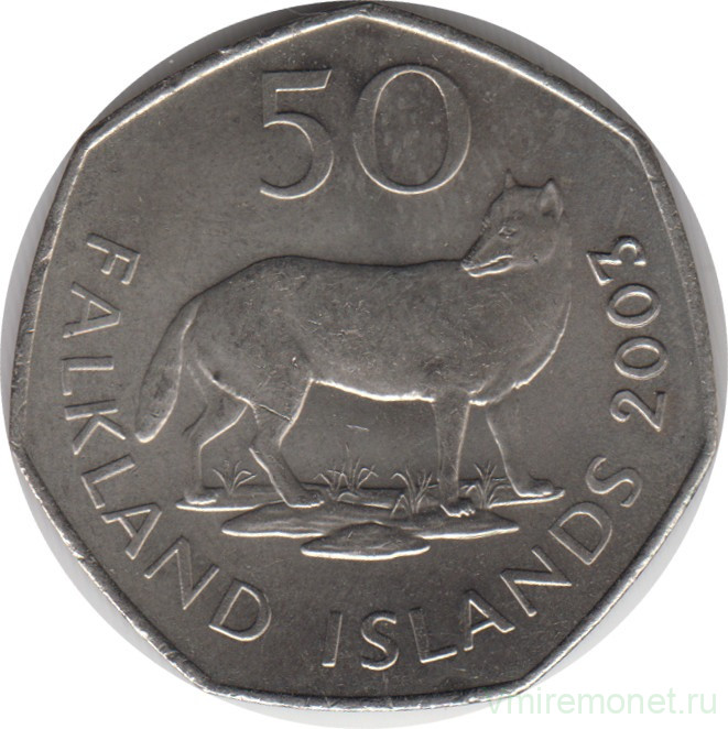 Монета. Фолклендские острова. 50 пенсов 2003 год.