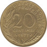 Монета. Франция. 20 сантимов 1977 год. ав.