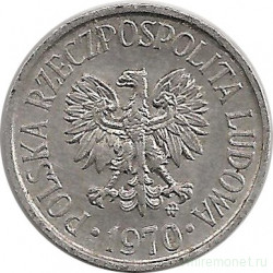 Монета. Польша. 5 грошей 1970 год.