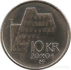 Монета. Норвегия. 10 крон 2004 год.