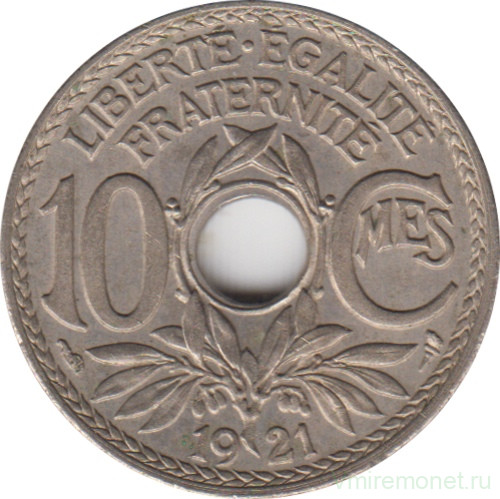 Монета. Франция. 10 сантимов 1921 год.
