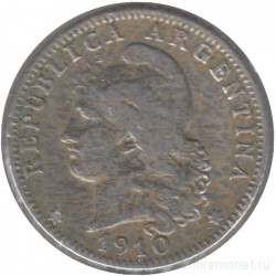 Монета. Аргентина. 20 сентаво 1910 год.
