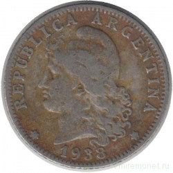 Монета. Аргентина. 20 сентаво 1938 год.