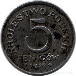 Монета. Польша. 5 фенигов 1917 год.