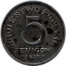 Монета. Польша. 5 фенигов 1917 год.