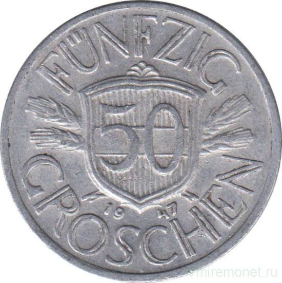 Монета. Австрия. 50 грошей 1947 год.