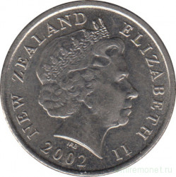Монета. Новая Зеландия. 5 центов 2002 год.