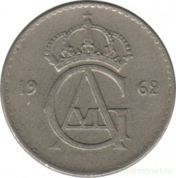 Монета. Швеция. 25 эре 1962 год.