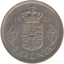 Монета. Дания. 5 крон 1973 год.