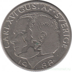 Монета. Швеция. 1 крона 1988 год.