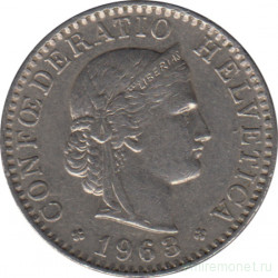 Монета. Швейцария. 20 раппенов 1963 год.