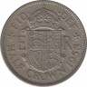 Монета. Великобритания. 1/2 кроны (2.5 шиллинга) 1958 год. ав.