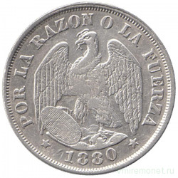Монета. Чили. 20 сентаво 1880 год.