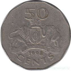 Монета. Свазиленд. 50 центов 1998 год.