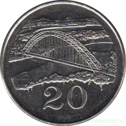Монета. Зимбабве. 20 центов 2002 год.