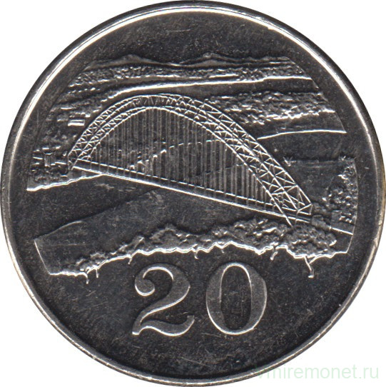Монета. Зимбабве. 20 центов 2002 год.