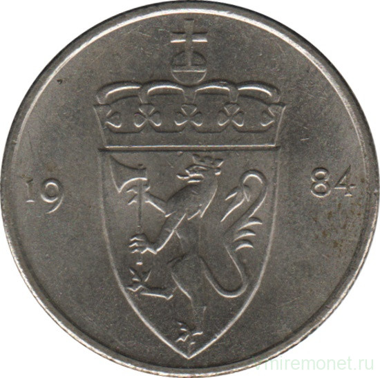 Монета. Норвегия. 50 эре 1984 год.