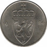  Монета. Норвегия. 50 эре 1984 год. ав.
