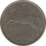 Монета. Норвегия. 1 крона 1963 год. ав.