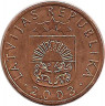 Аверс. Монета. Латвия. 1 сантим 2003 год.