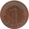 Реверс. Монета. Латвия. 1 сантим 2003 год.