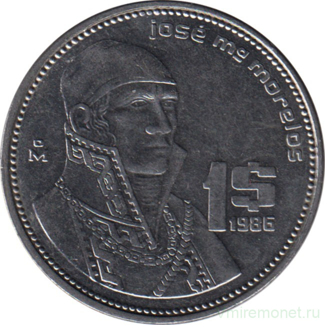Монета. Мексика. 1 песо 1986 год.