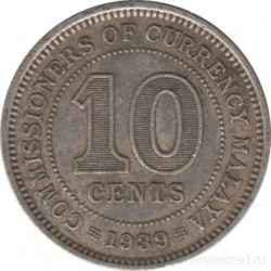 Монета. Малайя (Малайзия). 10 центов 1939 год.
