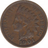 Монета. США. 1 цент 1901 год. ав.