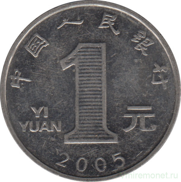 Деньги. Один китайский юань. Монета крупным планом. Тональная коррекция