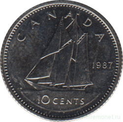 Монета. Канада. 10 центов 1987 год.