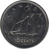Монета. Канада. 10 центов 1987 год. ав.