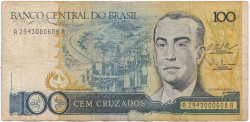 Банкнота. Бразилия. 100 крузадо 1987 год. Тип 211с.