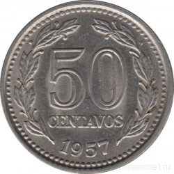 Монета. Аргентина. 50 сентаво 1957 год.