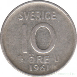 Монета. Швеция. 10 эре 1961 год. U.