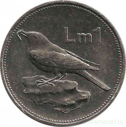 Монета. Мальта. 1 лира 1991 год.