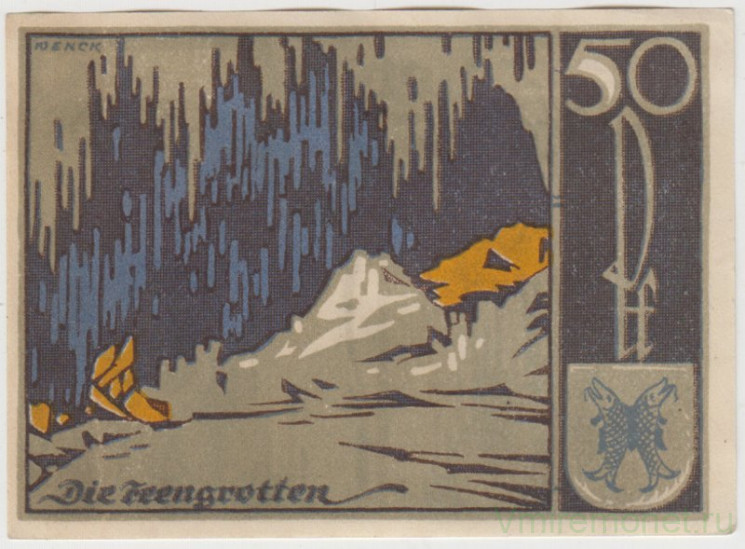 Бона. Нотгельд. Германия. Город Заальфельд. 50 пфеннигов 1921 год. Вариант 1155.4.3.