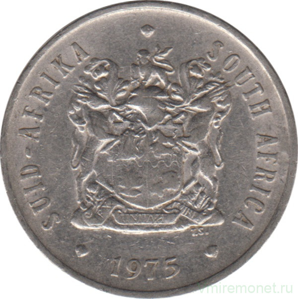 Монета. Южно-Африканская республика (ЮАР). 20 центов 1975 год.