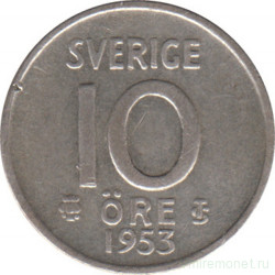 Монета. Швеция. 10 эре 1953 год.