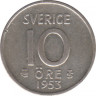 Монета. Швеция. 10 эре 1953 год. ав.