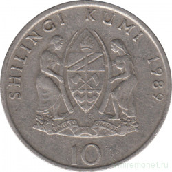 Монета. Танзания. 10 шиллингов 1989 год.