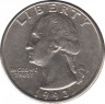  Монета. США. 25 центов 1993 год. Монетный двор. ав.