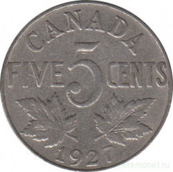 Монета. Канада. 5 центов 1927 год.