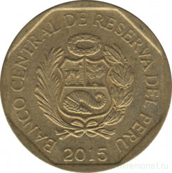 Монета. Перу. 20 сентимо 2015 год.