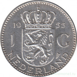 Монета. Нидерланды. 1 гульден 1955 год.